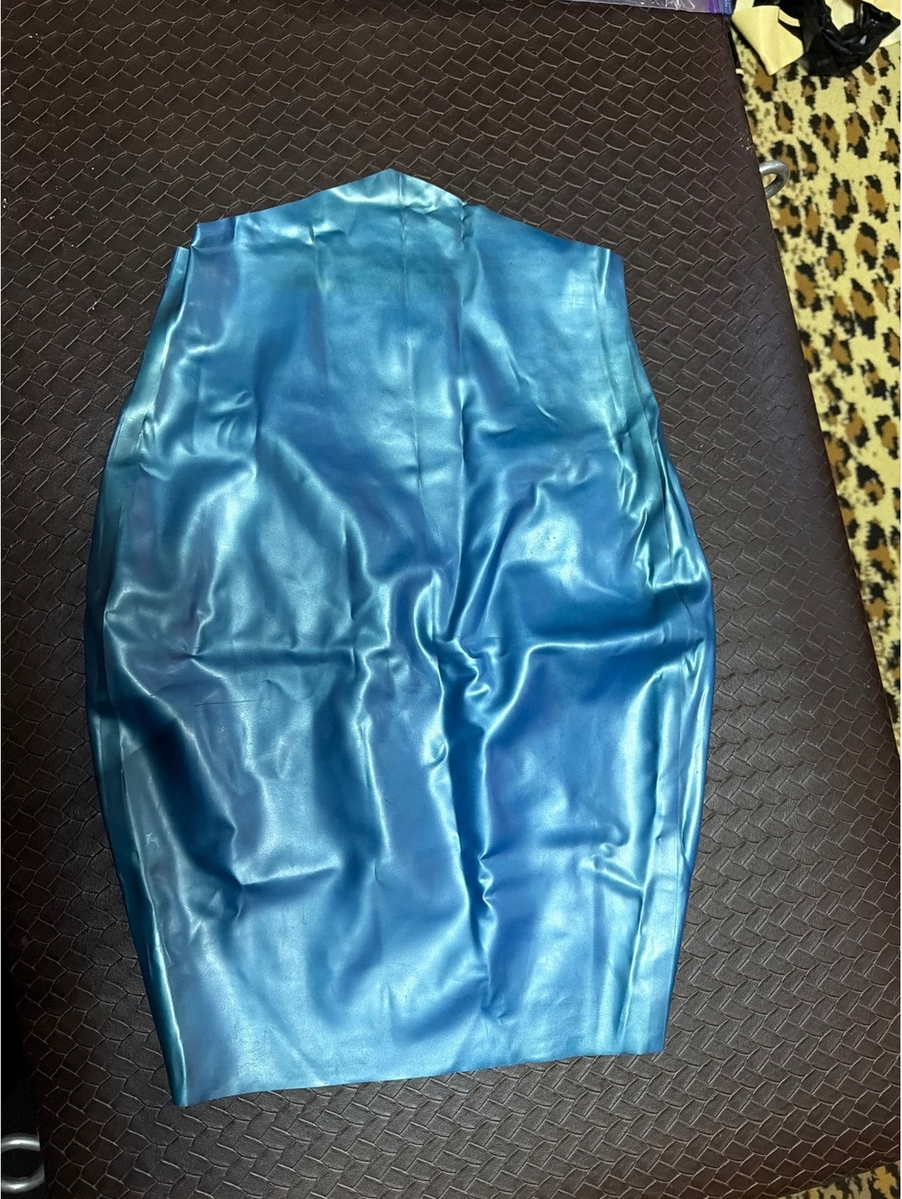 Inner Sanctum London XS Met. Blue Latex Pencil Skirt